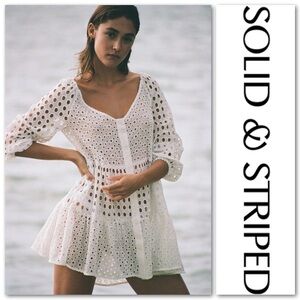 SOLID & STRIPED White Eyelet Swim Coverup Dress